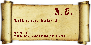 Malkovics Botond névjegykártya